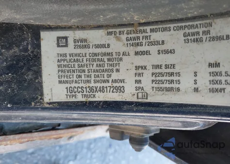 2004 Chevrolet Colorado Ls из США, поврежденный, VIN 1GCCS136X48172993